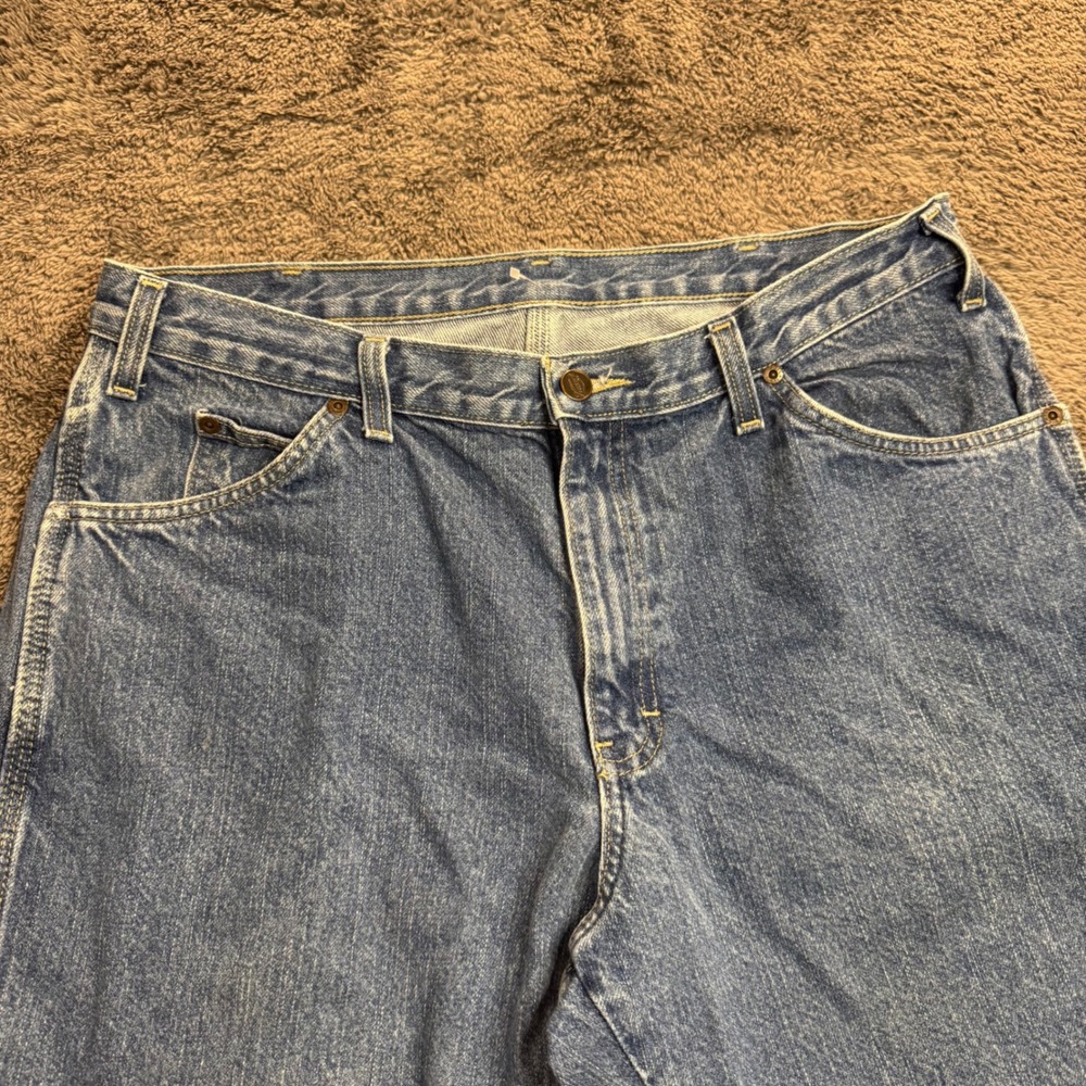 Dickies Mens Carpenter Jeans Medium Wash Blue Denim Utility Work Pants 36x34 - Picture 4 of 7